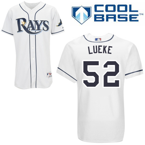 Josh Lueke #52 MLB Jersey-Tampa Bay Rays Men's Authentic Home White Cool Base Baseball Jersey